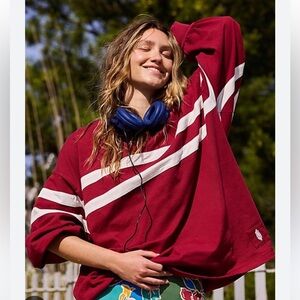 Free People Movement Post Up Layer in Crimson White Combo